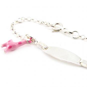 Pulsera de Plata 'Bambino Jirafa' Rosa