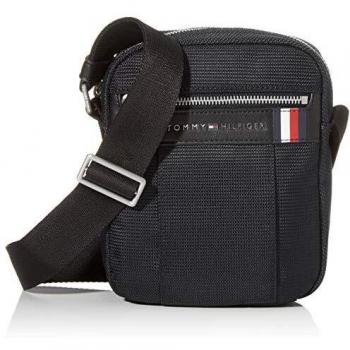 Tommy Hilfiger Mini Rep Elevado de Nylon, Bolsillo de Reportero para Llaves y Billetera para Hombre, Negro