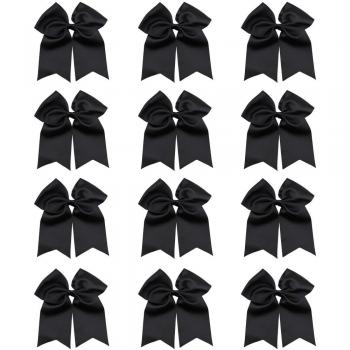 QtGirl 7 Big Cheer Bows 12 Pcs Cheerleader Hair Bow with Clip
