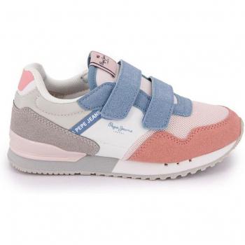 Dziecięce sneakersy London Basic, sprane, różowe PEPE JEANS
