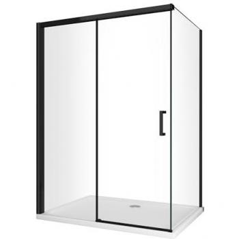 Paroi latérale fixe douche angle avec fermeture amortie noire mat H200