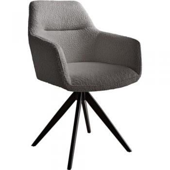 Drehstuhl Pejo-Flex Bouclé Grau Kreuzgestell kantig Schwarz 180° drehbar