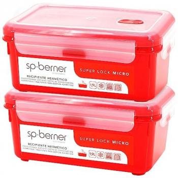 SuperLock 1.9 L Hermético Berner – Set de 2 para Microondas y Almacenamiento