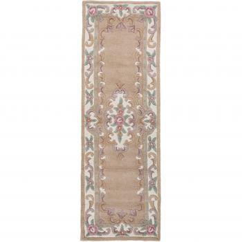 Tapis en Laine Aubusson Beige et Brun 67x210