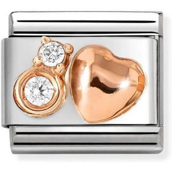 Nomination Rose Gold White Rounded Heart Charm