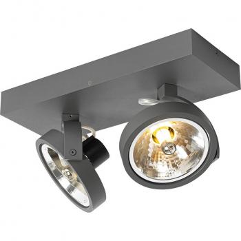 Qazqa 2-flammiger LED Aufbaustrahler Go, G9, Dunkelgrau, Aluminium