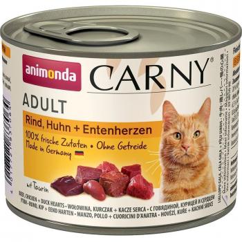 Animonda Carny Adult Katzenfutter 12 x 200 g - Rind, Huhn und Entenherzen