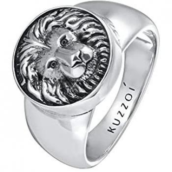 Anello Sigillo Leone Massiccio in Argento Sterling 925 per Uomo