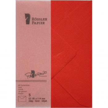Sobres C7 5 unidades interior forrado rojo tomate Rossler