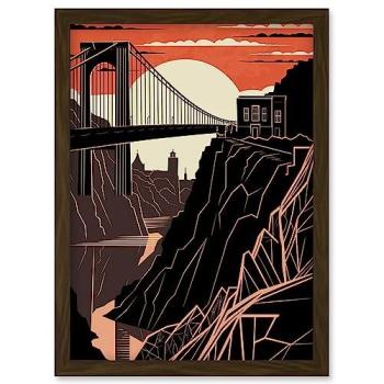 Sunset Skyline: Clifton Suspension – Framed A4 Art
