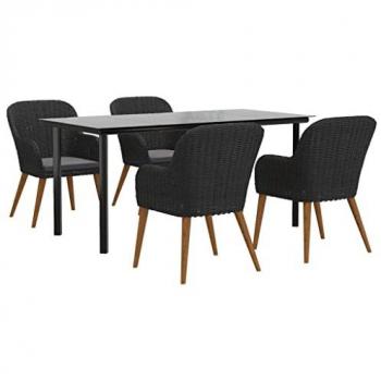 Set de Comedor de Jardín VidaXL 5 piezas + cojines negros