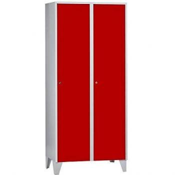 Armadio guardaroba con piedini Wolf, 1850 x 800 x 500 mm, 2 compartimenti, rosso fuoco