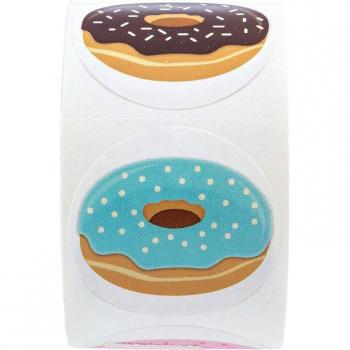 Delicious Donut Stickers - 8 Designs, Handmade White Labels for Cake and Bread Baking (50-500 pcs)