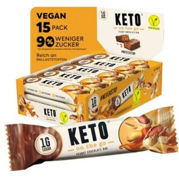 KETO on the go Riegel - 15x30g - Erdnuss-Schokolade