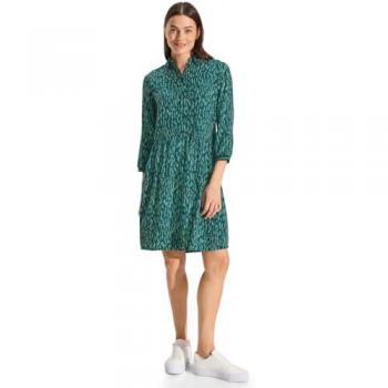 Sommerkleid CECIL Gr. XL (44), US-Größen, grün (fir grün), Damen, 100% Viskose, bedruckt, Kleider, mit Knopfleiste