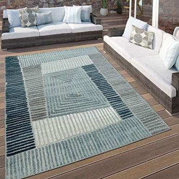 Alfombra Paco Home Geometría Turquesa Gris