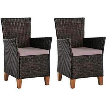 Gartenstühle Mit Polstern 2 Stk. Poly Rattan Braun
