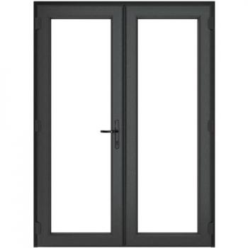 Crystal uPVC Grey Left Hand Clear Double Glazed French Door with 150mm Cill - 1590 x 2090mm