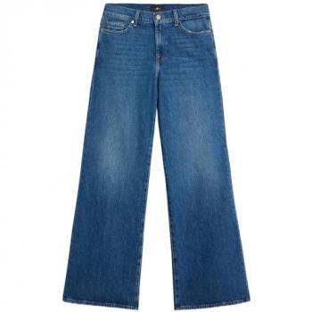 Wide‑Leg High‑Waisted Ankle‑Length Blue Jeans (W26)