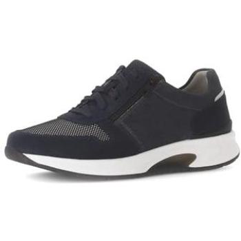 Gabor Rollingsoft Keilsneaker Herren 10,5 (45) Dunkelblau Mesh Freizeit-Halbschuh Schnürer Außenreißverschluss G-Weite