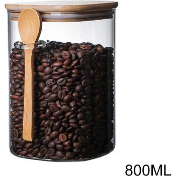 Glass Food Storage Jar with Lid and Spoon