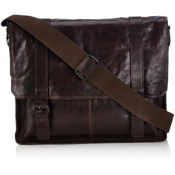 Bolso de mensajero Bodenschatz Matera, cuero marrón, 40x35x9 cm