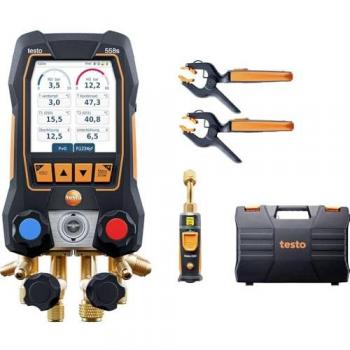 Testo 558S 4‑weg Manifold & Draadloze Vacuümmeter, Temperatuurklemmen + Koffer