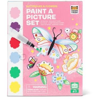 Tiger Tribe Paint-a-Picture Set (Butterflies & Flowers) – 16-Page Nature Painting Book