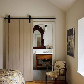 Flyelf Quincailleri Kit de Rail pour Porte Coulissante avec Ensemble Industriel Porte Suspendue en Acier Carbone