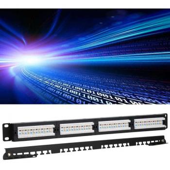Panel de parche de 24 puertos RJ45 Cat 6 sin blindaje