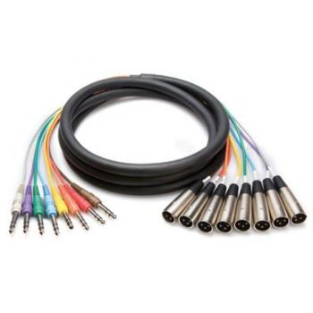 Hosa 8-Channel Male 1/4 TRS to Male 3-Pin XLR Snake Cable, 22.96'/7m