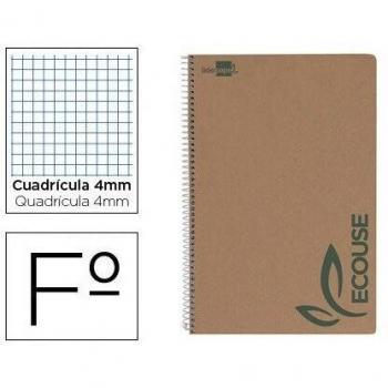 Bloc Liderpapel espiral folio cuadriculado 4mm 80 hojas papel reciclado