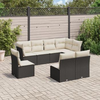 VidaXL Modular 8-Piece Garden Sofa Set with Cushions - Black Rattan