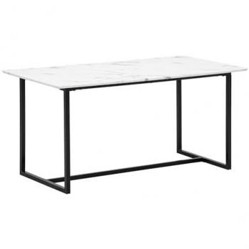 Moderner Küchentisch in Marmor-Optik von Wohnling, weiß, 180 x 90 cm