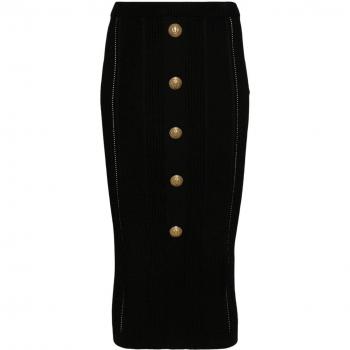 Jupe Tricotée Balmain Femme Noir 40