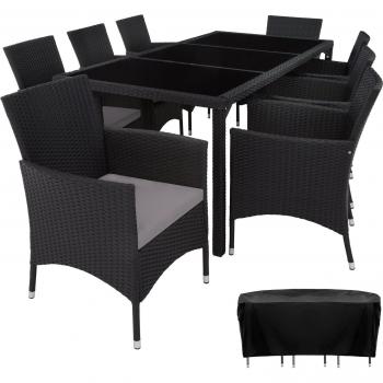 Tectake Garden Dining Set - 8 Chairs and Table with Cover