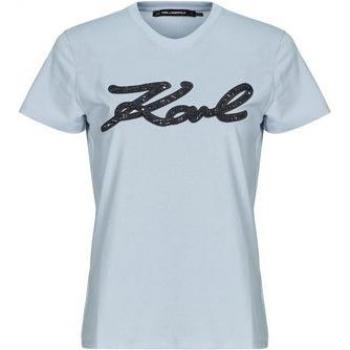 Karl Lagerfeld Signature T-Shirt BOUCLÉ – Größe L – Blau