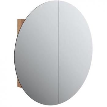 VIDAXL Armadio da Bagno con Specchio Rotondo e led Rovere 54x54x17,5cm