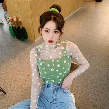 Daisy Mesh Long Sleeve Sunscreen Top for Women