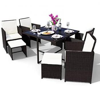 Set da Giardino Vegas in Polyrattan con Tavolo e Sedie