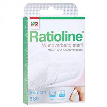 RATIOLINE Wundverband 7x5 cm steril – 5 Packung