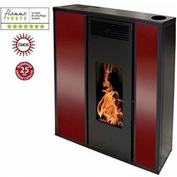 Poêle à granulés TESSA 10KW Étanche sortie Concentrique sur le dessus - Bordeaux