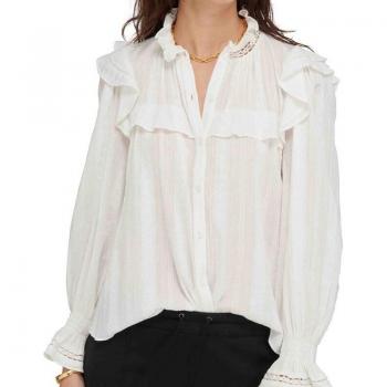 Spring Summer 2022 Women's White Lace Stitching Top