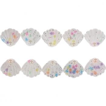 Set de 10 Resinas ABS Brillantes Perlas con Formato 25×28mm para DIY y Artesanía