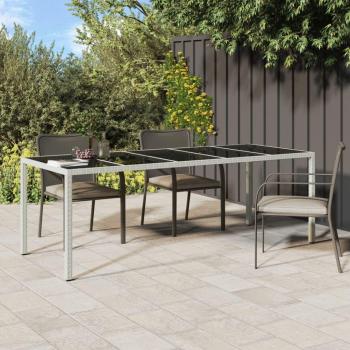 VidaXL White Garden Table 250x100x75 cm Poly Rattan and Tempered Glass