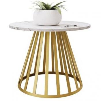 Table Basse Design Oswego, Marbre Blanc, 58 cm