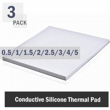 3Pcs 100x100mm Thermal Conductive Silicone Pad 0.5mm 1mm 1.5mm 2mm 2.5mm 3mm 4mm 5mm