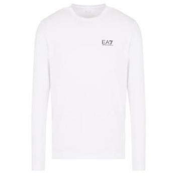 T-shirt EA7 Homme Long Manches Coton Blanc