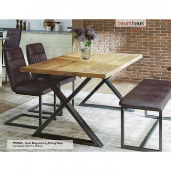 Urban Elegance - Reclaimed Small Dining Table (Diagonal Leg) 4-6 Seater