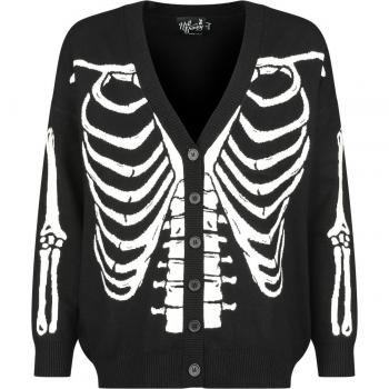 Hell Bunny - Skelett Cardigan - Damen - schwarz/weiß - Größe 4XL